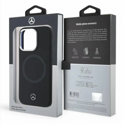 Mercedes-Benz iPhone 16 Pro MagSafe Hard Case - Silicone with Tonal Logo - Black