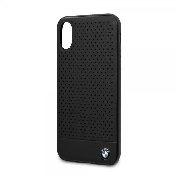 BMW iPhone X / XS Hard Case - Black Perforated Leather