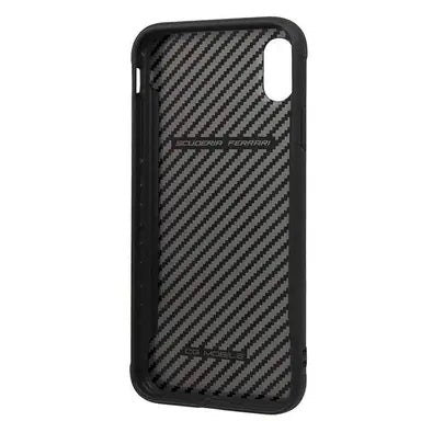 Ferrari iPhone XS Max Hard Case - Printed Carbon Effect - Black