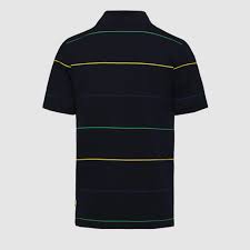 Ayrton Senna Men's Stripe Polyester Panel Polo Navy 2026 - Fanwear