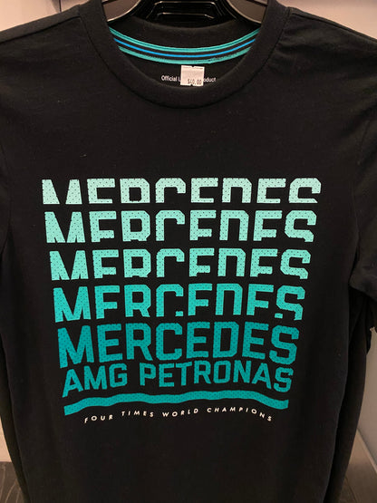 Mercedes-AMG Petronas Motorsport Mens Four Times Champion Graphic T-Shirt Black 2019 - Fanwear