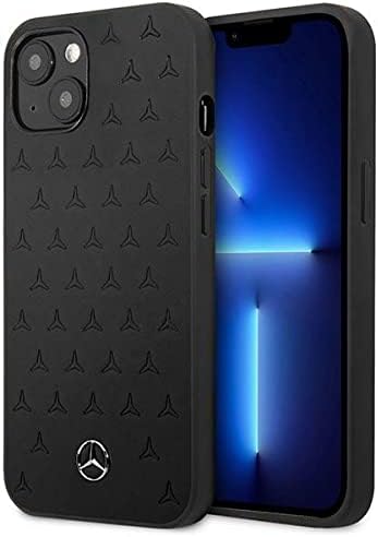 Mercedes-Benz iPhone 13 Hard Case - Leather with Stars Pattern - Black