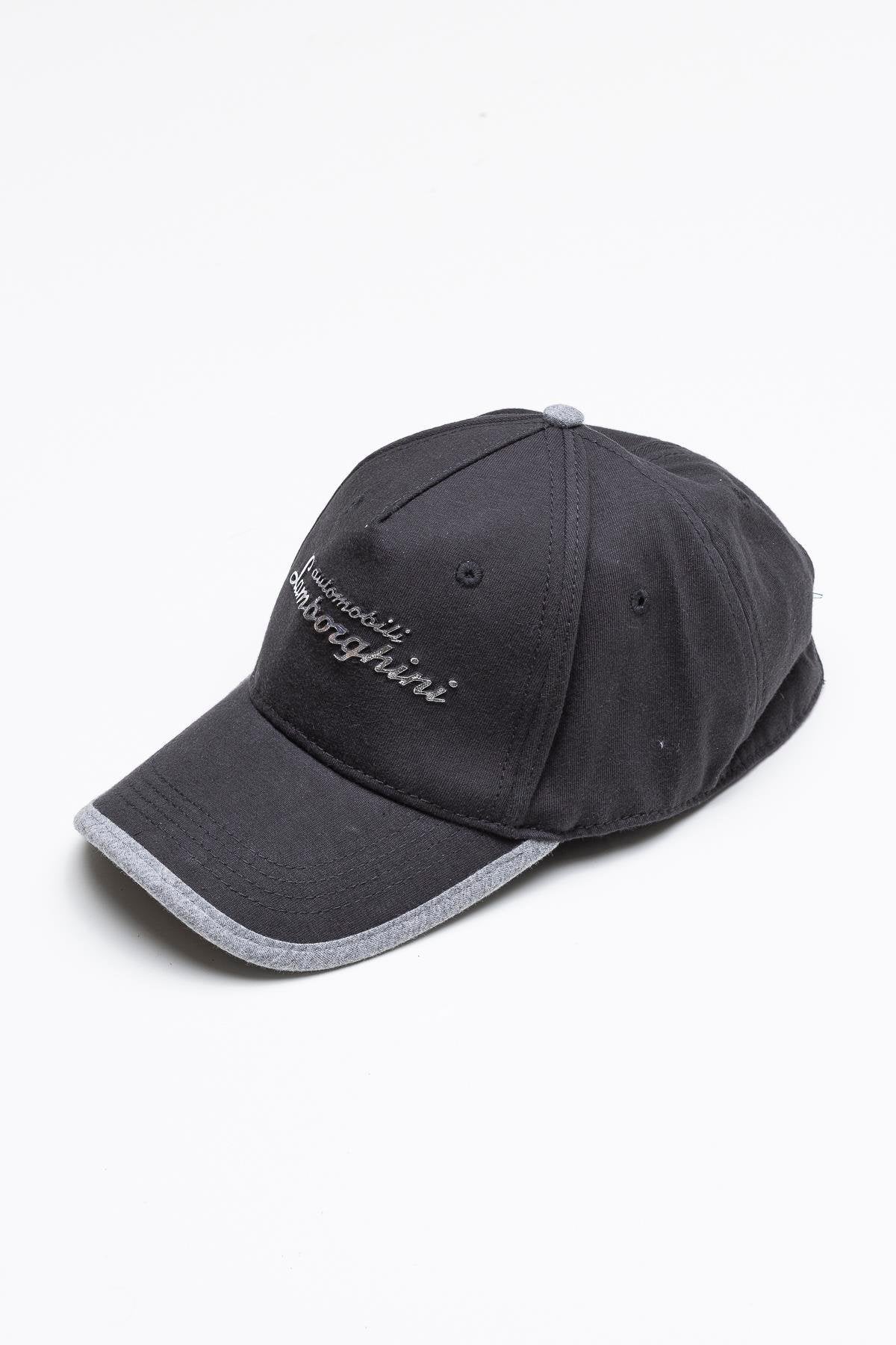Lamborghini Men's Cap Silver Script Black