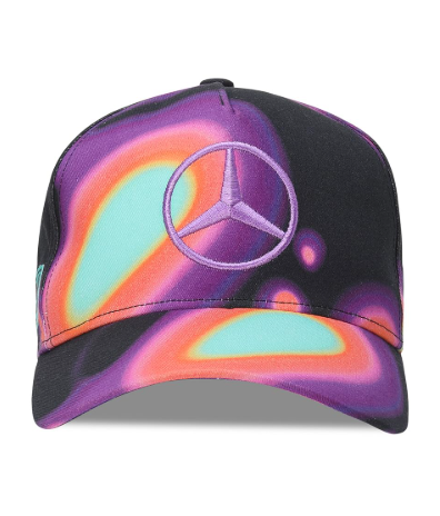 Mercedes-AMG Petronas Formula 1 Team Special Edition Miami Lewis Hamilton Baseball Cap Black AOP 2024-RP Teamwear