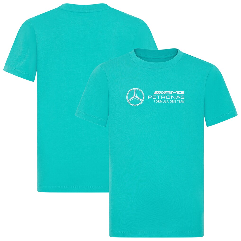 Mercedes-AMG Petronas Formula 1 Team Kids Large Logo T-Shirt Ultra Teal 2024-Fanwear