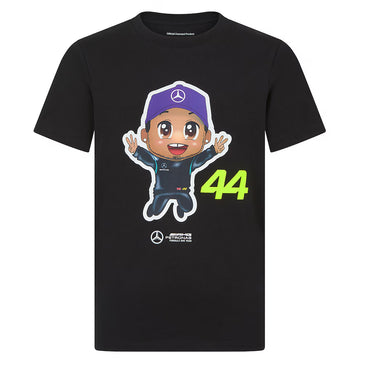 Mercedes-AMG Petronas Formula 1 Team Kids Lewis Hamilton Caricature Graphic Black 2024-Fanwear