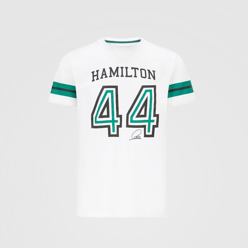 Mercedes-AMG Petronas Formula 1 Team Mens Lewis Hamilton 44 T-Shirt White 2021 - Fanwear