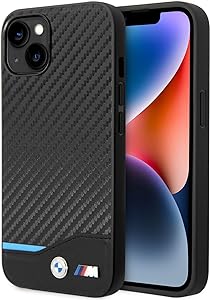 BMW M iPhone 14 Hard Case - PU Carbon - Black