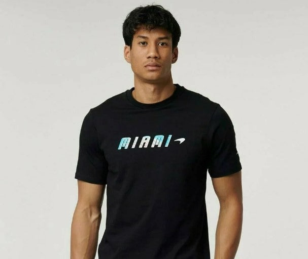 Mclaren Kids Miami Palm Graphic T-Shirt Black 2022-Fanwear