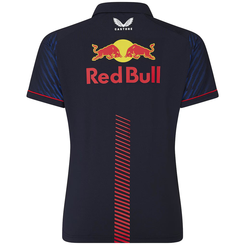 Red Bull Racing Stretch Snap Polo Shirt Women's Driver Max Verstappen Night Sky 2023-RP Teamwear