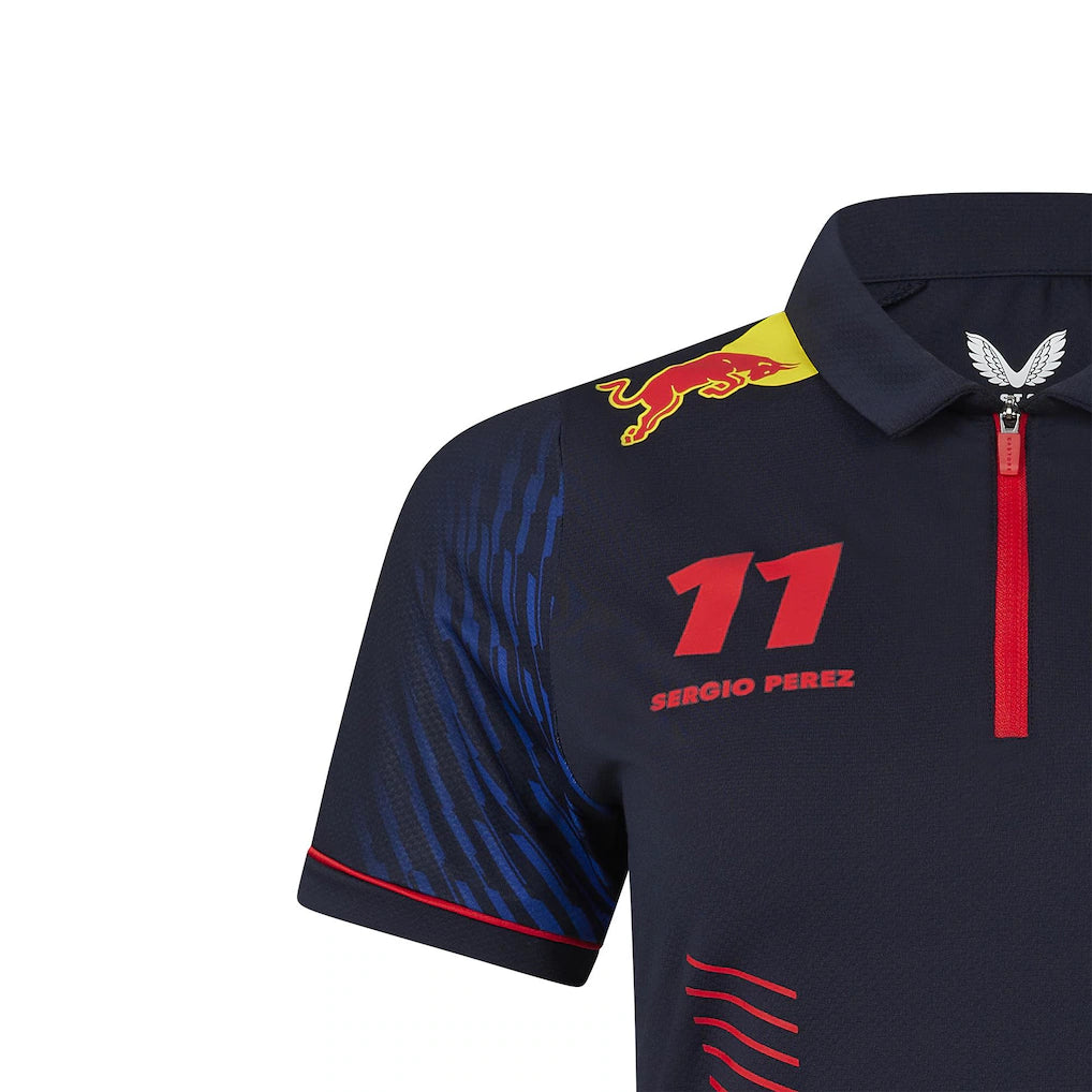 Red Bull Racing Stretch Snap Polo Shirt Women's Driver Max Verstappen Night Sky 2023-RP Teamwear