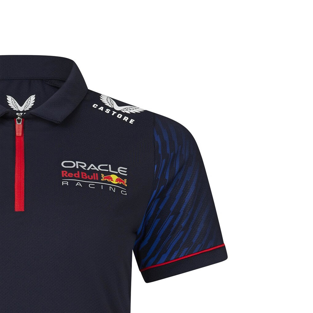Red Bull Racing Stretch Snap Polo Shirt Women's Driver Max Verstappen Night Sky 2023-RP Teamwear
