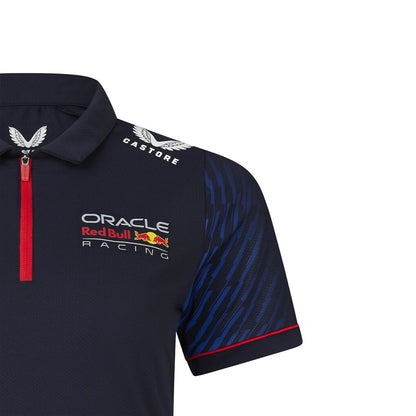 Red Bull Racing Stretch Snap Polo Shirt Women's Driver Max Verstappen Night Sky 2023-RP Teamwear