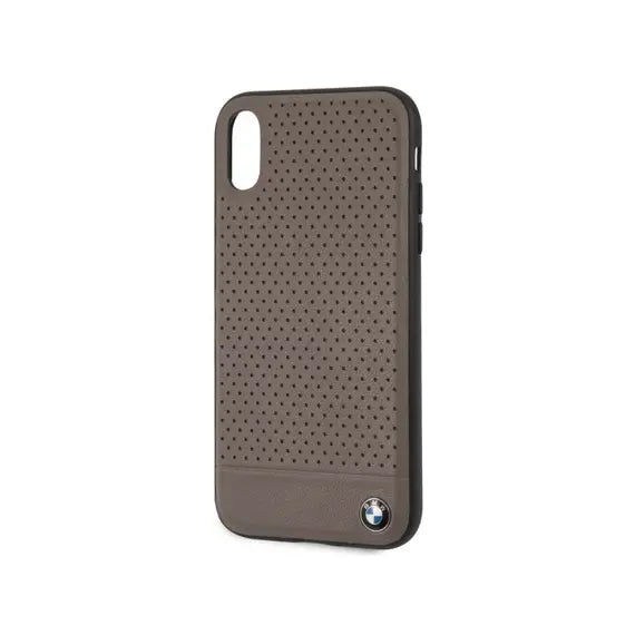 BMW iPhone X / XS Hard Case - Signature Perforated Leather Horizontal Smooth Finish - Brown