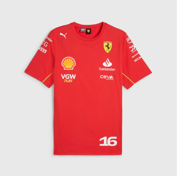 Scuderia Ferrari Men's Charles Leclerc T-Shirt Burnt Red 2024-RP Teamwear