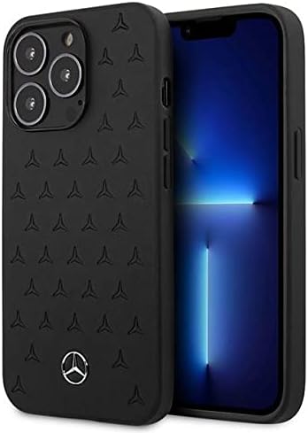 Mercedes-Benz iPhone 13 Pro Hard Case - Leather with Stars Pattern - Black