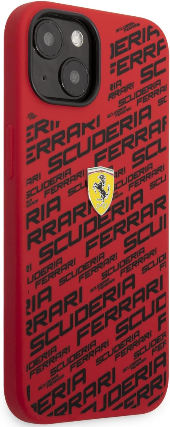 Ferrari iPhone 14 Hard Case - Silicone All Over Scuderia Design - Red