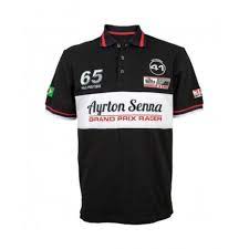 Ayrton Senna Polo Shirt Grand Prix Racer Black