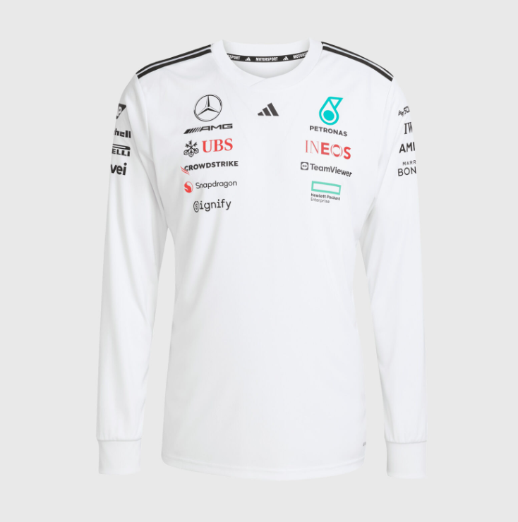 Mercedes Men's Team Long Sleeve Driver Jersey White 2025-RP Teamwear
