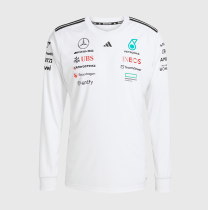 Mercedes Men's Team Long Sleeve Driver Jersey White 2025-RP Teamwear