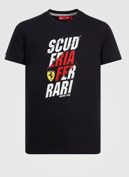 Scuderia Ferrari Mens Angled Scuderia Graphic T-Shirt Black - Fanwear