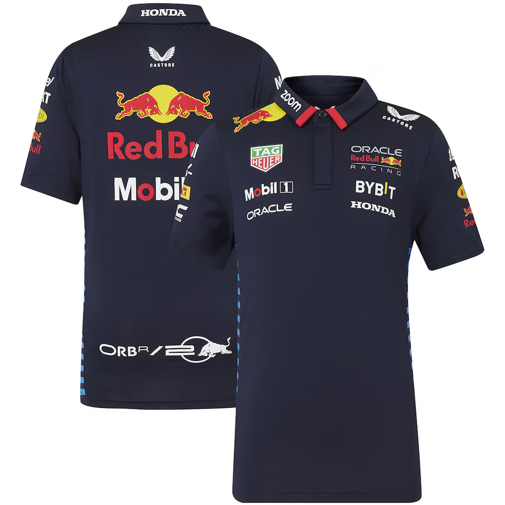 Red Bull Racing Kids Stretch Snap Polo Shirt 2024-RP Teamwear