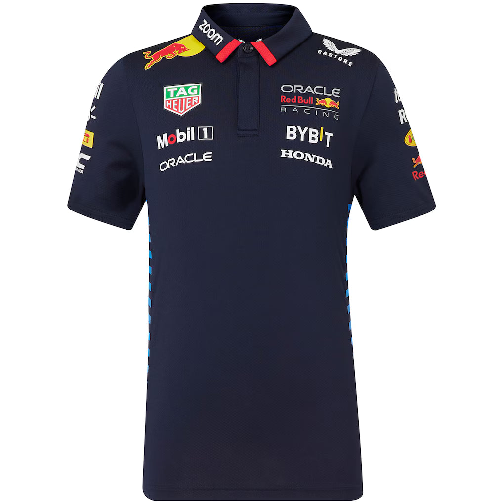 Red Bull Racing Kids Stretch Snap Polo Shirt 2024-RP Teamwear
