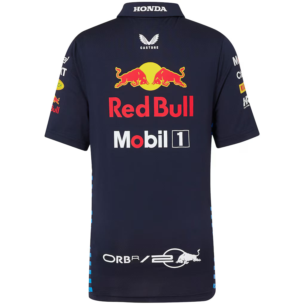 Red Bull Racing Kids Stretch Snap Polo Shirt 2024-RP Teamwear