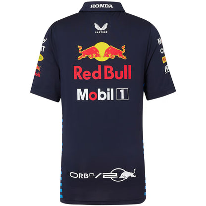 Red Bull Racing Kids Stretch Snap Polo Shirt 2024-RP Teamwear