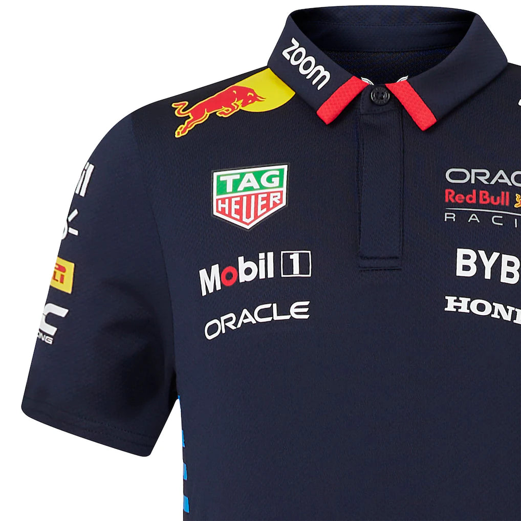 Red Bull Racing Kids Stretch Snap Polo Shirt 2024-RP Teamwear