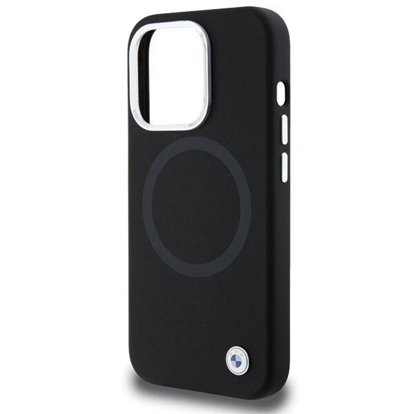 BMW iPhone 15 Pro Max MagSafe Hard Case - Silicone with Metal Logo & UV Finish - Black