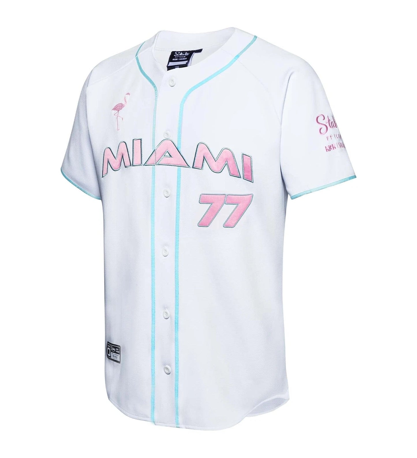 Stake Sauber Special Edition Flamingo Baseball Shirt Valtteri Bottas Miami White 2024-RP Teamwear