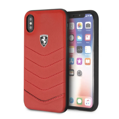 Ferrari iPhone X / XS Hard Case - Carbon Fiber Leather - Red