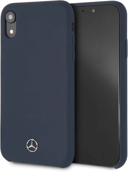 Mercedes iPhone XS Max Silicone Case - Navy with Microfiber Lining