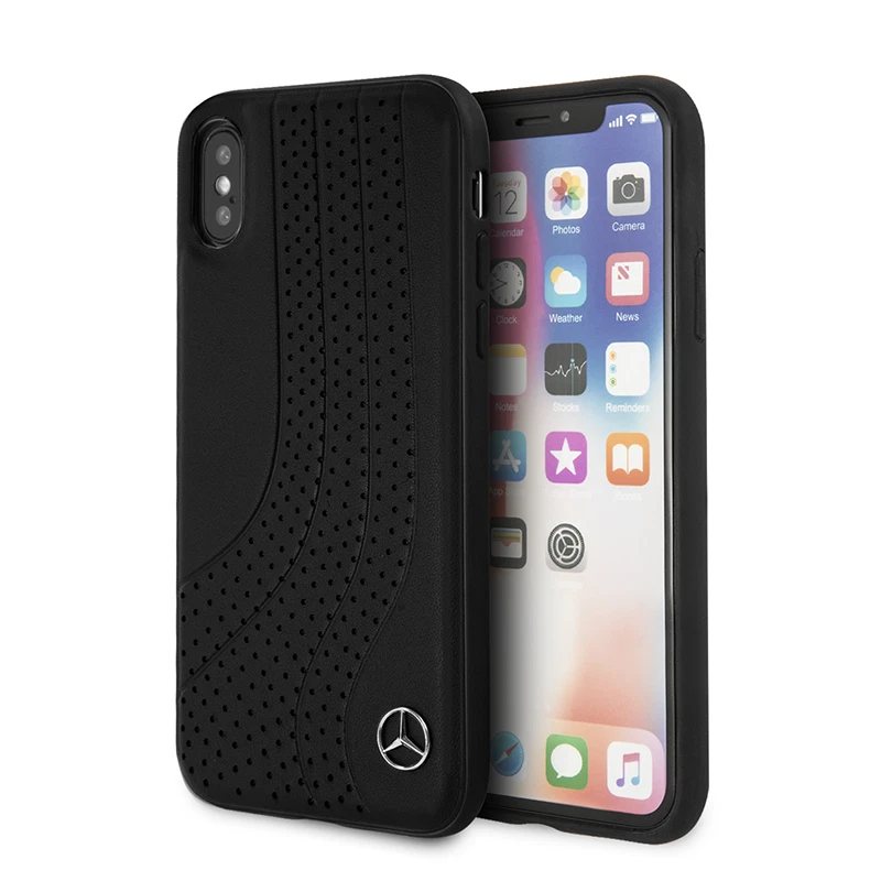 Mercedes iPhone XR Hard Case - Leather New Bow II - Black