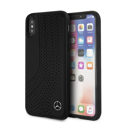 Mercedes iPhone XR Hard Case - Leather New Bow II - Black