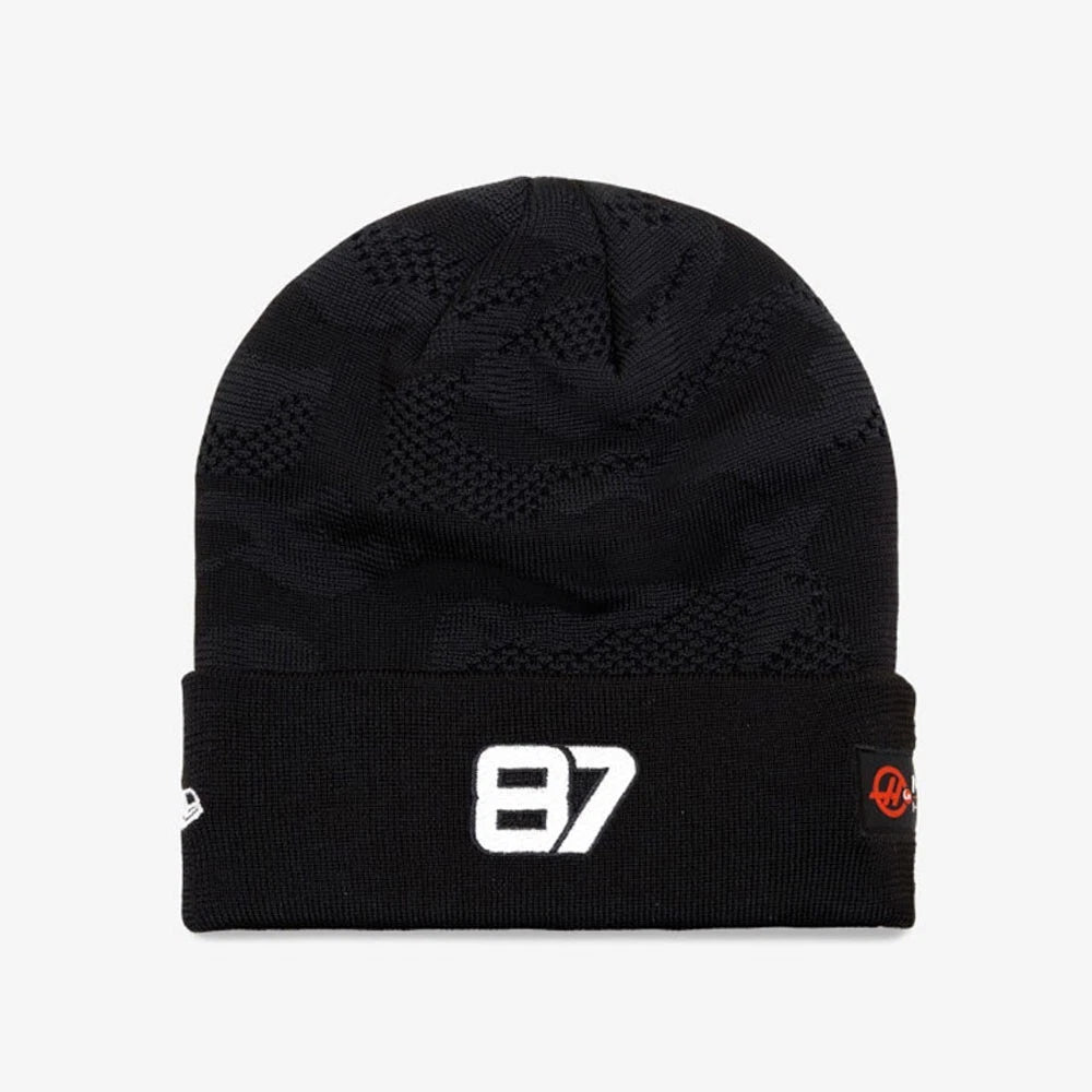Haas F1 oliver Bearman Camo Cuff Beanie Black Sca 2025-RP Teamwear