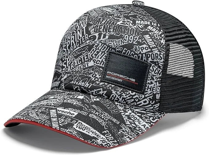 Porsche Quoted AOP Trucker Cap Black 2024-Fanwear