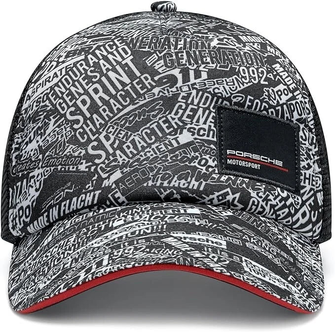Porsche Quoted AOP Trucker Cap Black 2024-Fanwear