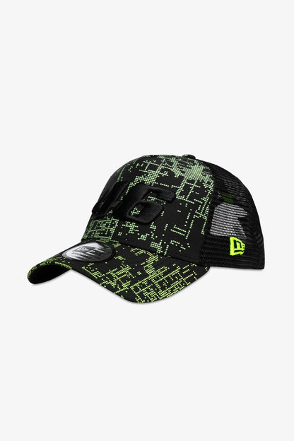 Valentino Rossi Poly AOP Trucker Black Yellow Cap 2024-Fanwear