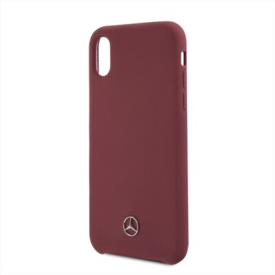 Mercedes iPhone X Silicone Case - Liquid Silicone with Microfiber Lining - Red