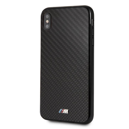 BMW iPhone XS Max Hard Case - Carbon Fiber with Metal Logo - Black