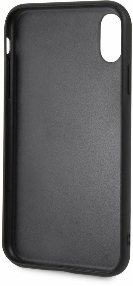 BMW iPhone XR Hard Case - Carbon Leather with Red Stripe - Black