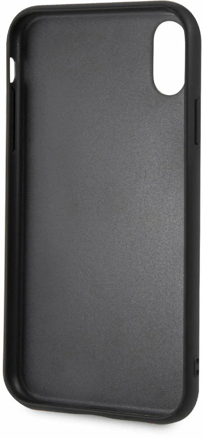BMW iPhone XR Hard Case - Carbon Leather with Red Stripe - Black