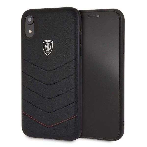 Ferrari iPhone XR Hard Case - Black Leather