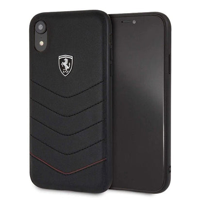 Ferrari iPhone XR Hard Case - Black Leather