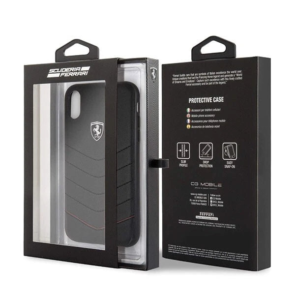 Ferrari iPhone XS Max Hard Case - Genuine Quilted Leather Heritage