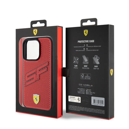 Ferrari iPhone 15 Pro Hard Case - PU Big SF Perforated - Red