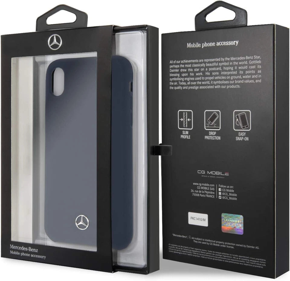 Mercedes iPhone XS Max Silicone Case - Navy with Microfiber Lining