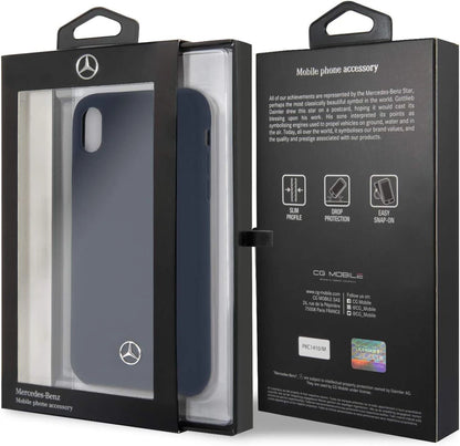 Mercedes iPhone XS Max Silicone Case - Navy with Microfiber Lining